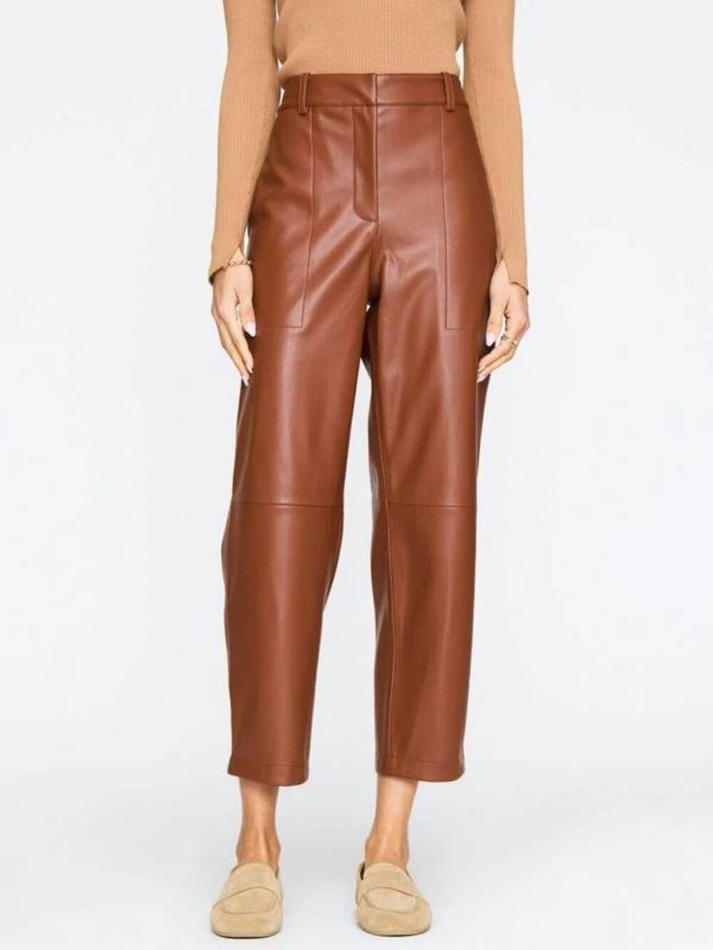 brochu walker The Stone Vegan Leather Pant Cognac S Minimalist QuietLuxury NWT